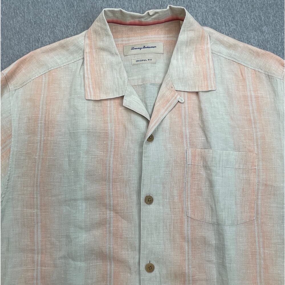 Tommy Bahama Shirt Mens Medium‎  100% Linen Original Fit Camp Collar